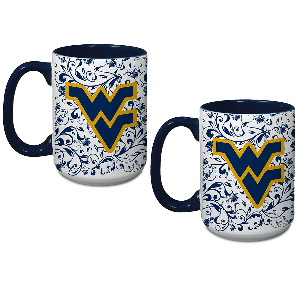 Ensemble de deux tasses à fleurs West Virginia Mountaineers