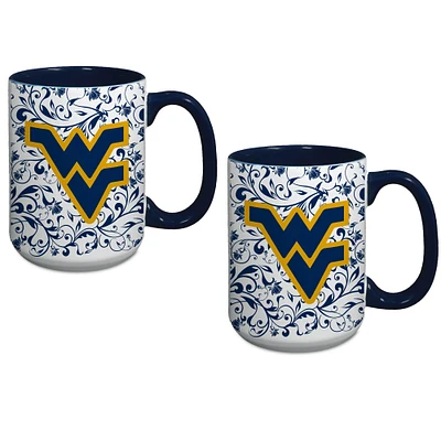 Ensemble de deux tasses à fleurs West Virginia Mountaineers