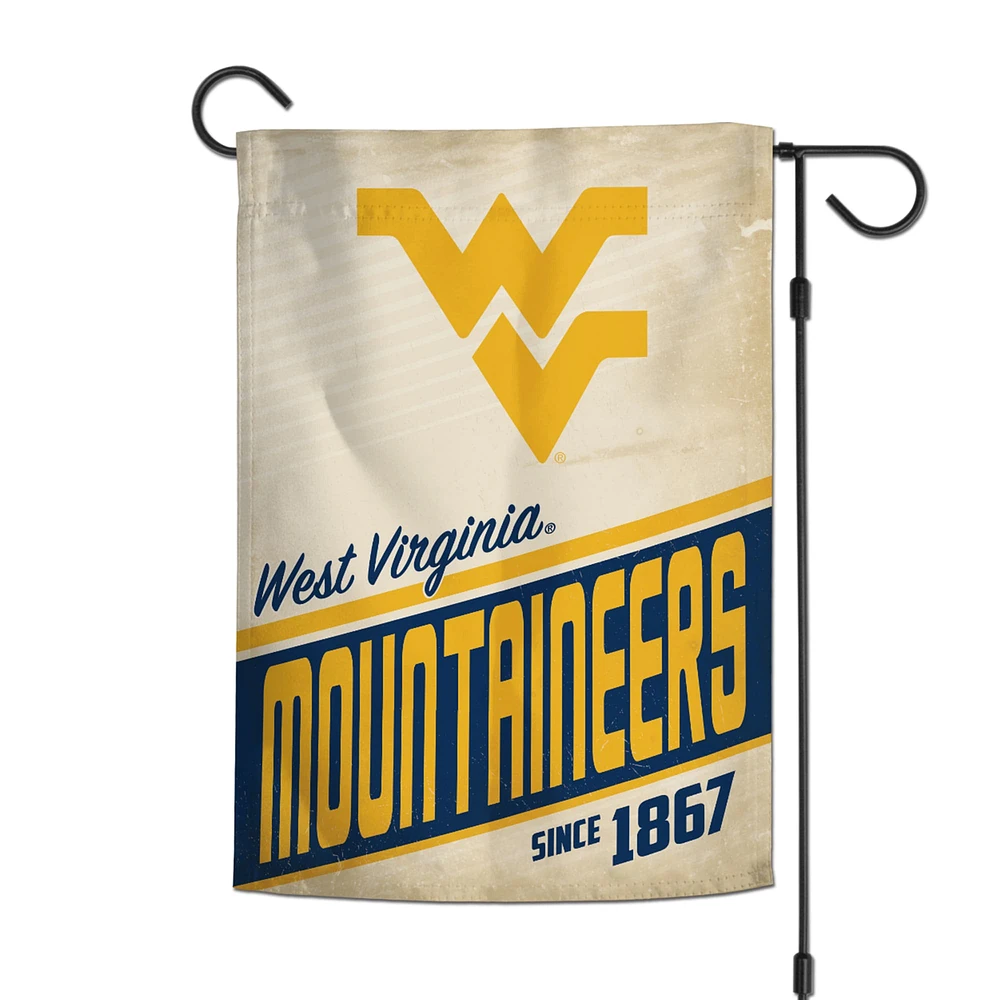 WinCraft West Virginia Mountaineers Drapeau de jardin double face avec logo rétro 30,5 x 45,7 cm