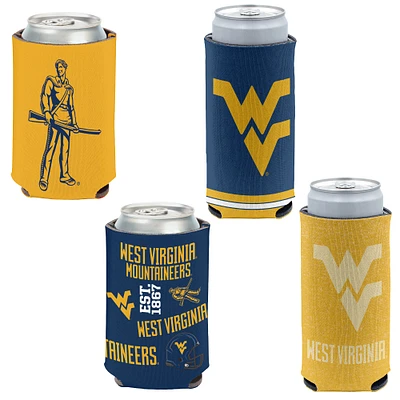 WinCraft West Virginia Mountaineers, paquet de 4, 12 oz. Ensemble refroidisseur de canettes et de canettes minces