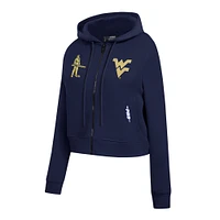 Women's Pro Standard Navy West Virginia Mountaineers Game Day Sequin Full-Zip Hooded Jacket