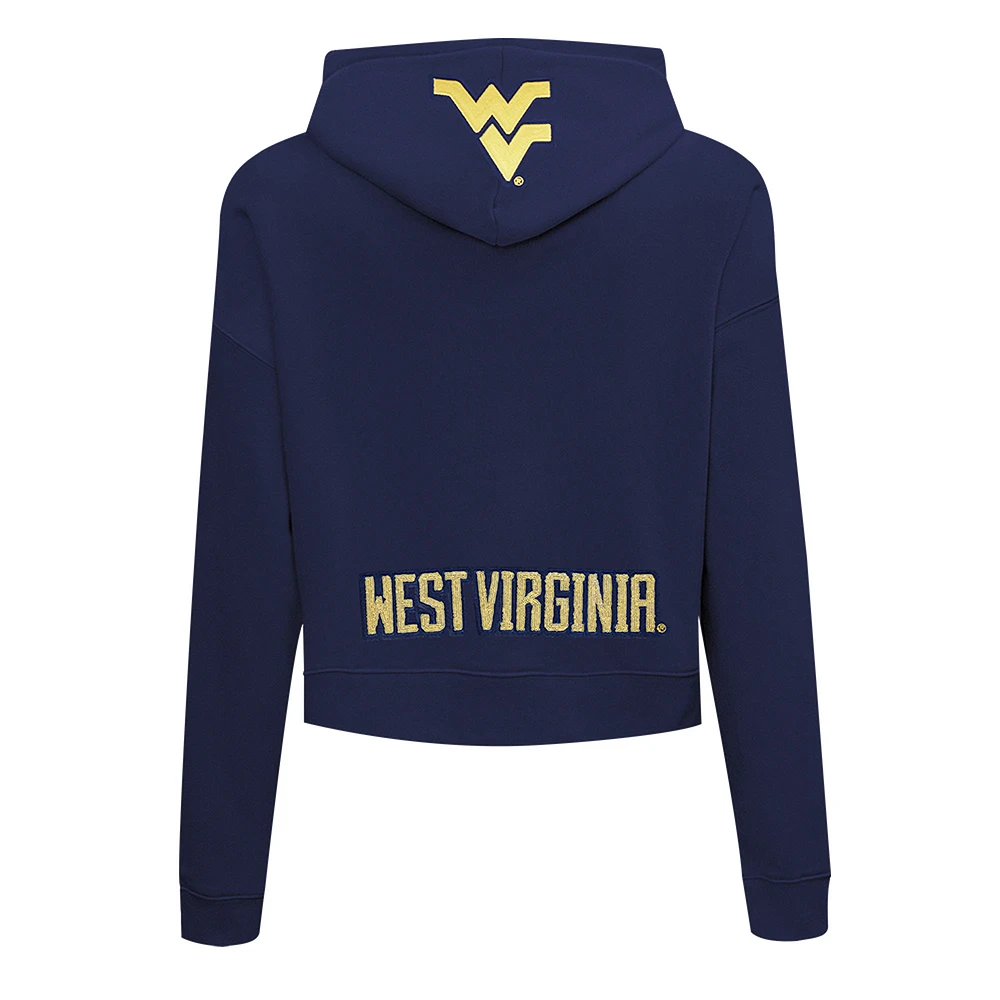 Women's Pro Standard Navy West Virginia Mountaineers Game Day Sequin Full-Zip Hooded Jacket