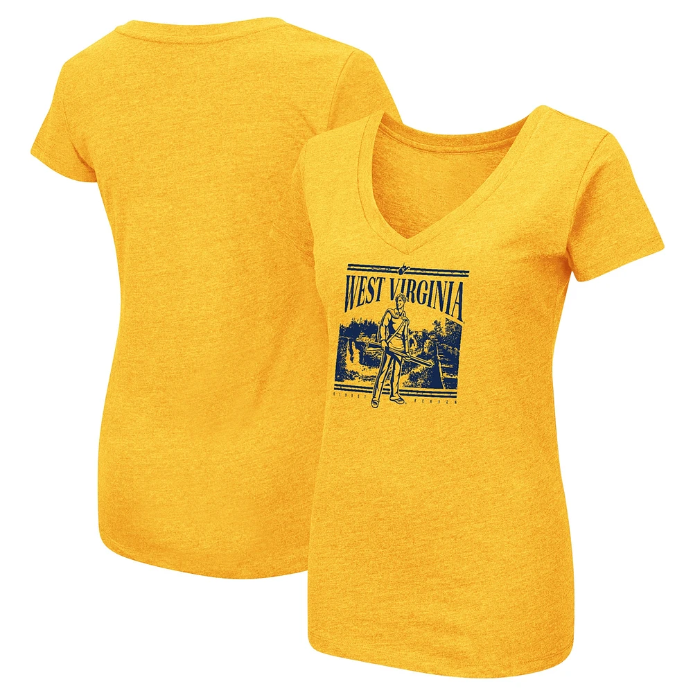 Women's Colosseum Gold West Virginia Mountaineers 2024 Fan V-Neck T-Shirt