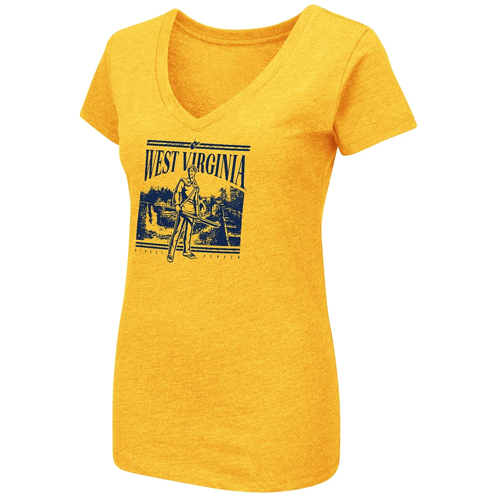 Colosseum Gold West Virginia Mountaineers 2024 Fan Almost Heaven T-shirt à col en V pour femmes