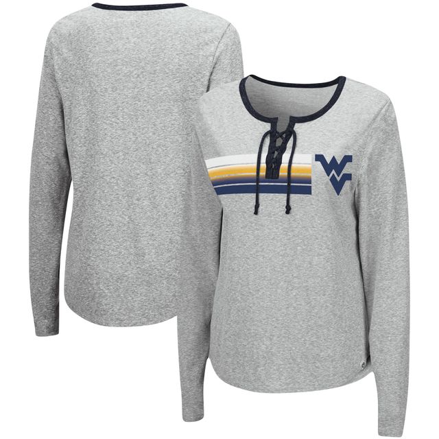 Colosseum Heathered Grey West Virginia Mountaineers Sundial T-shirt à lacets en trois mélanges pour femmes