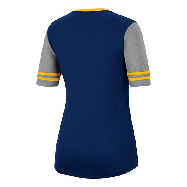 Colosseum Navy/Heathered Grey West Virginia Mountaineers There You Are T-shirt à encolure en V pour femme