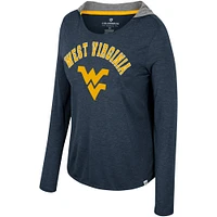 Women's Colosseum  Navy West Virginia Mountaineers Distressed Heather Long Sleeve Hoodie T-Shirt