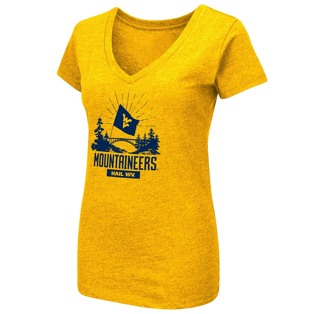 T-shirt à col en V Colosseum Navy West Virginia Mountaineers Fan pour femme