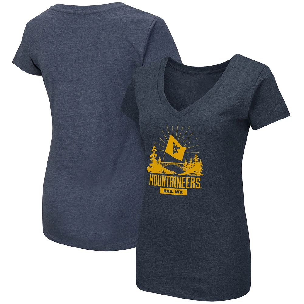 T-shirt à col en V Colosseum Navy West Virginia Mountaineers Fan pour femme