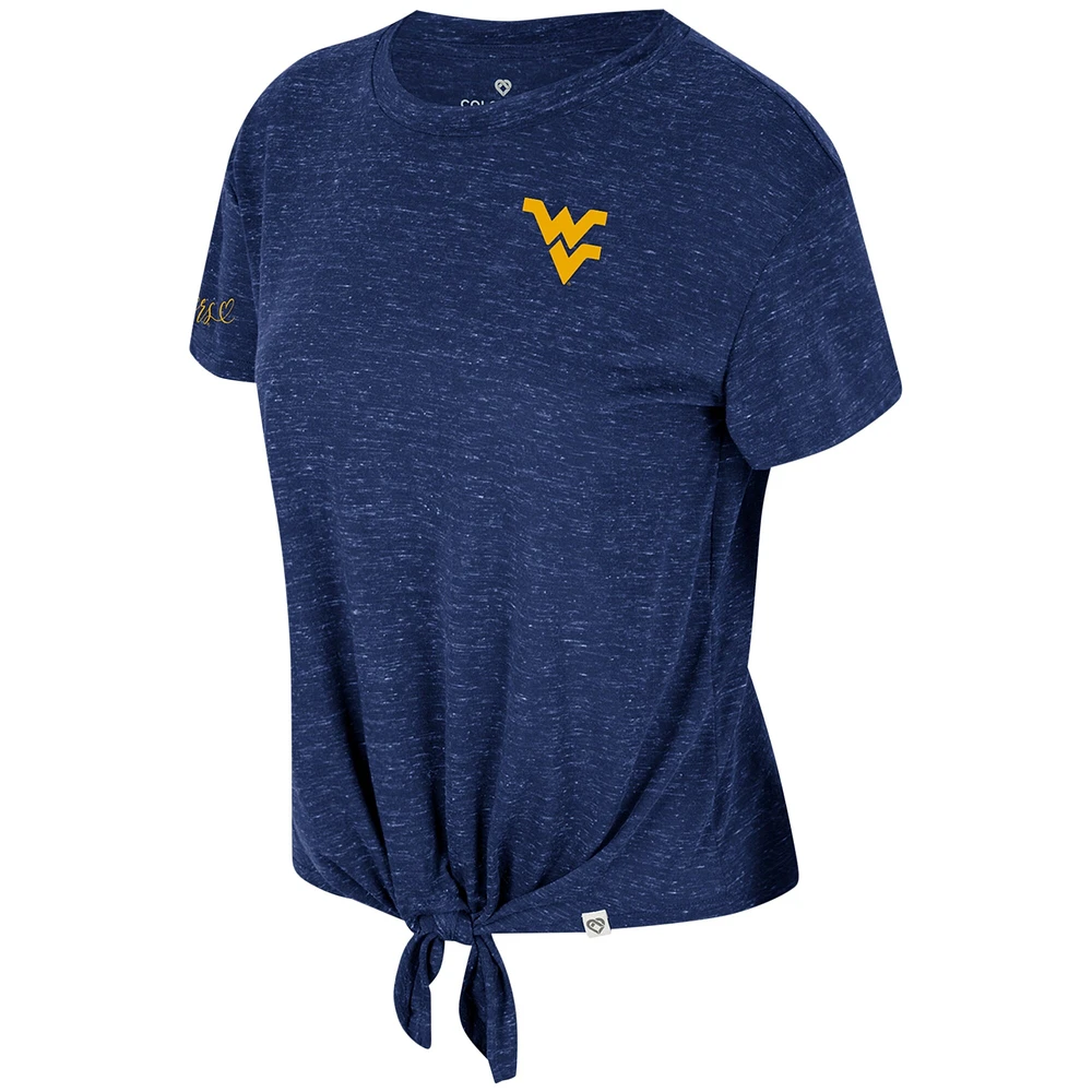 Women's Colosseum Navy West Virginia Mountaineers Finalists Tie-Front T-Shirt