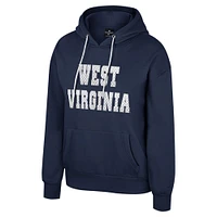 Women's Colosseum Navy West Virginia Mountaineers Reflection Rhinestone Drawcord Pullover Hoodie