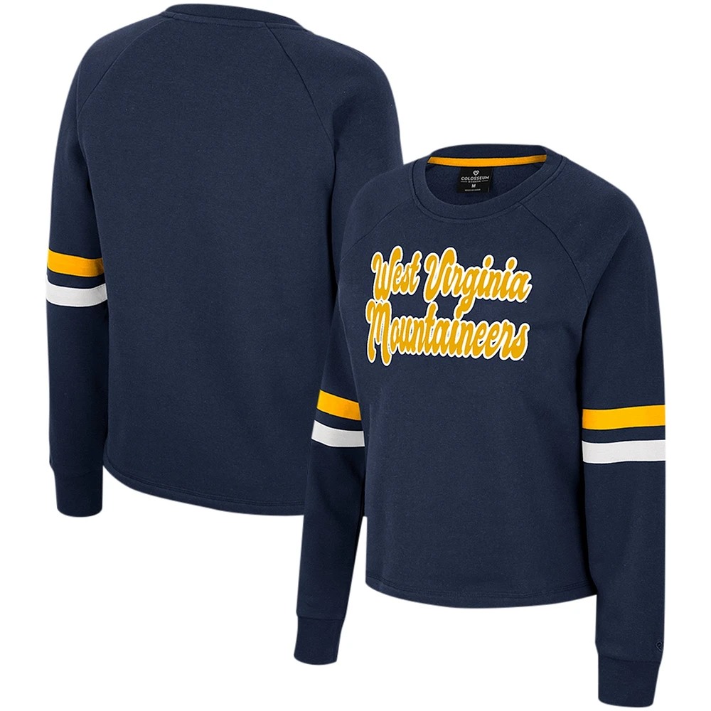 Women's Colosseum Navy West Virginia Mountaineers Talent Competition Raglan Pullover Sweatshirt