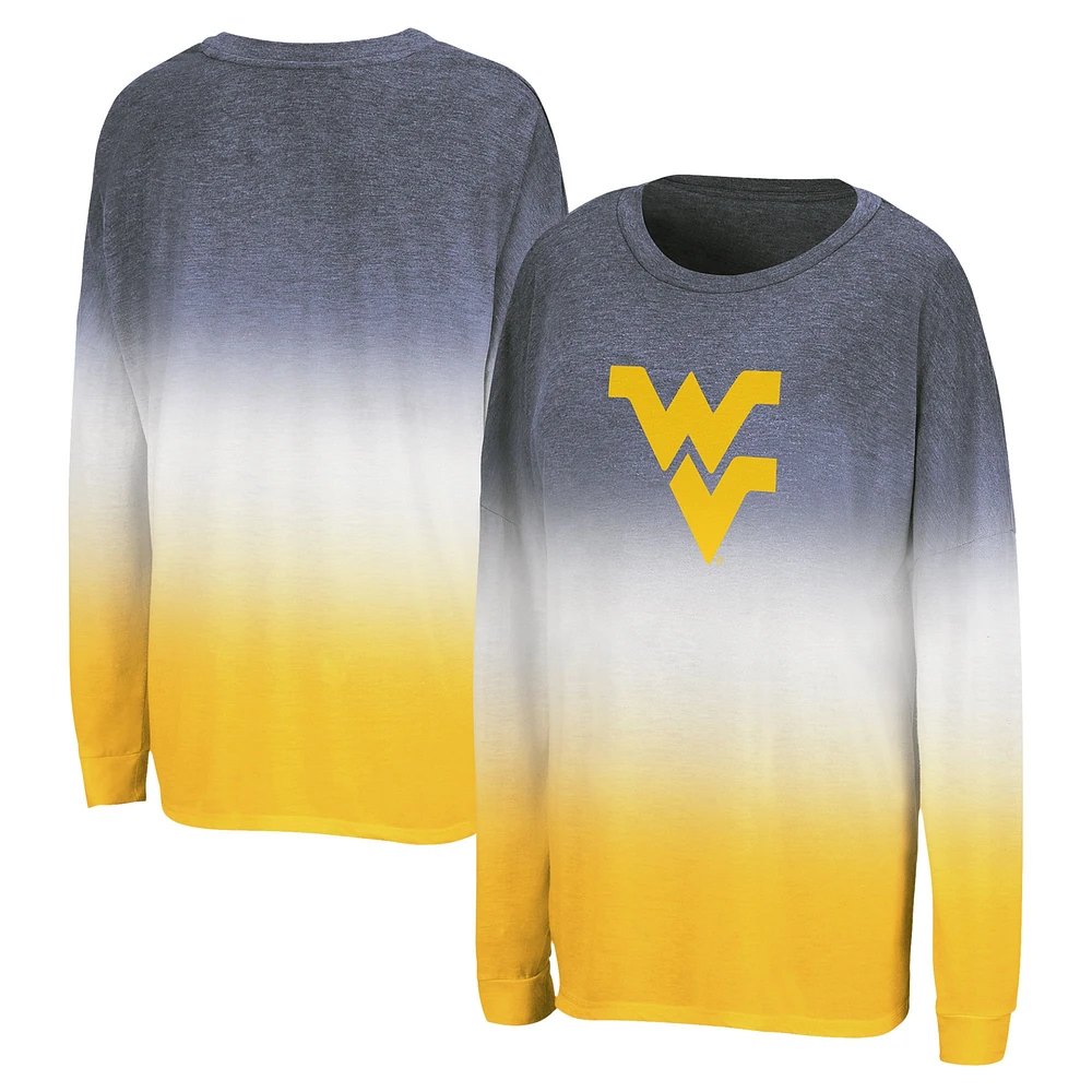 T-shirt à manches longues Winkle Dip Dye bleu marine pour femme des West Virginia Mountaineers de Colosseum