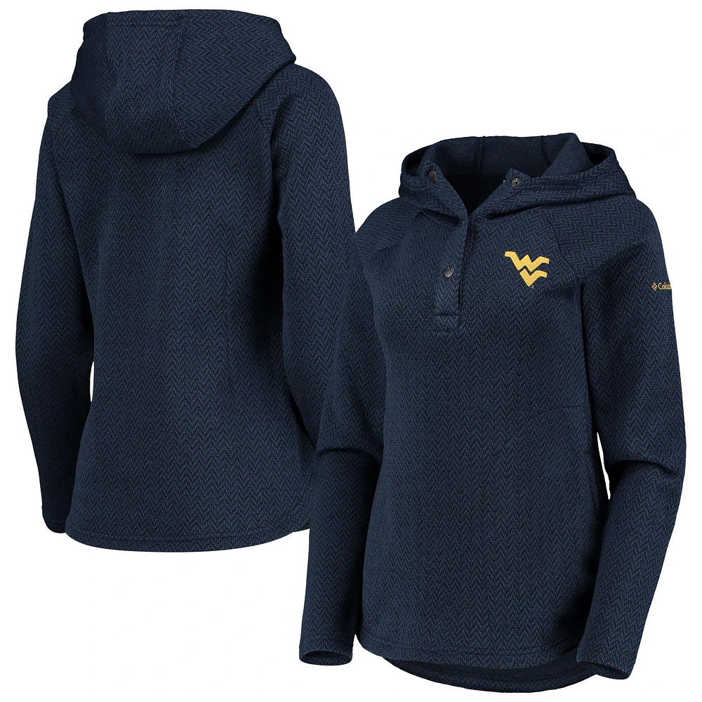 Women's Columbia Navy West Virginia Mountaineers Darling Days Raglan Fleece Pullover Hoodie