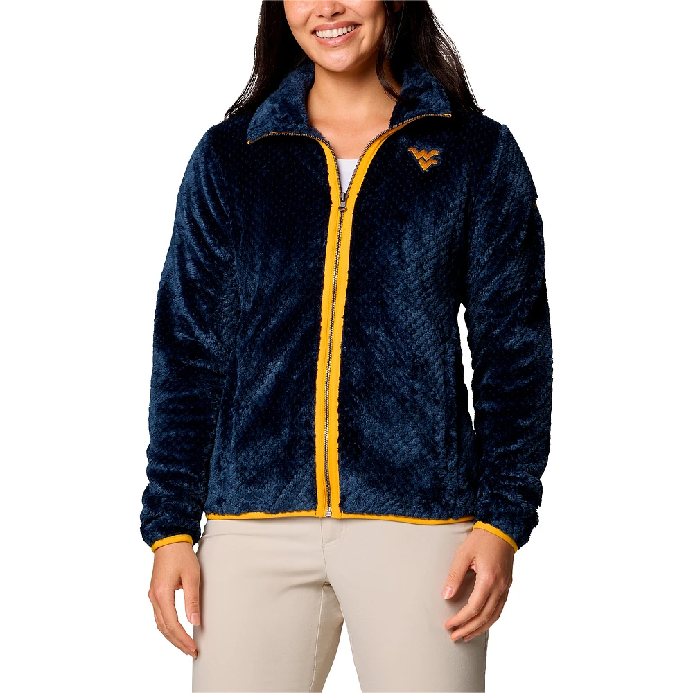 Women's Columbia  Navy West Virginia Mountaineers Fireside II Sherpa Full-Zip Jacket