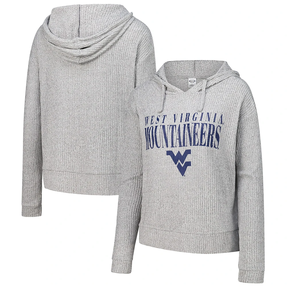 T-shirt à capuche court et doux manches longues pour femme Concepts Sport Heather Gray West Virginia Mountaineers Juniper Soft Modest