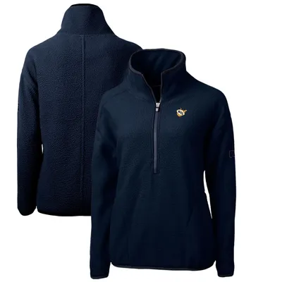 West Virginia Mountaineers Cutter & Buck Women's Cascade Eco Sherpa Fleece Half-Zip Pullover Jacket