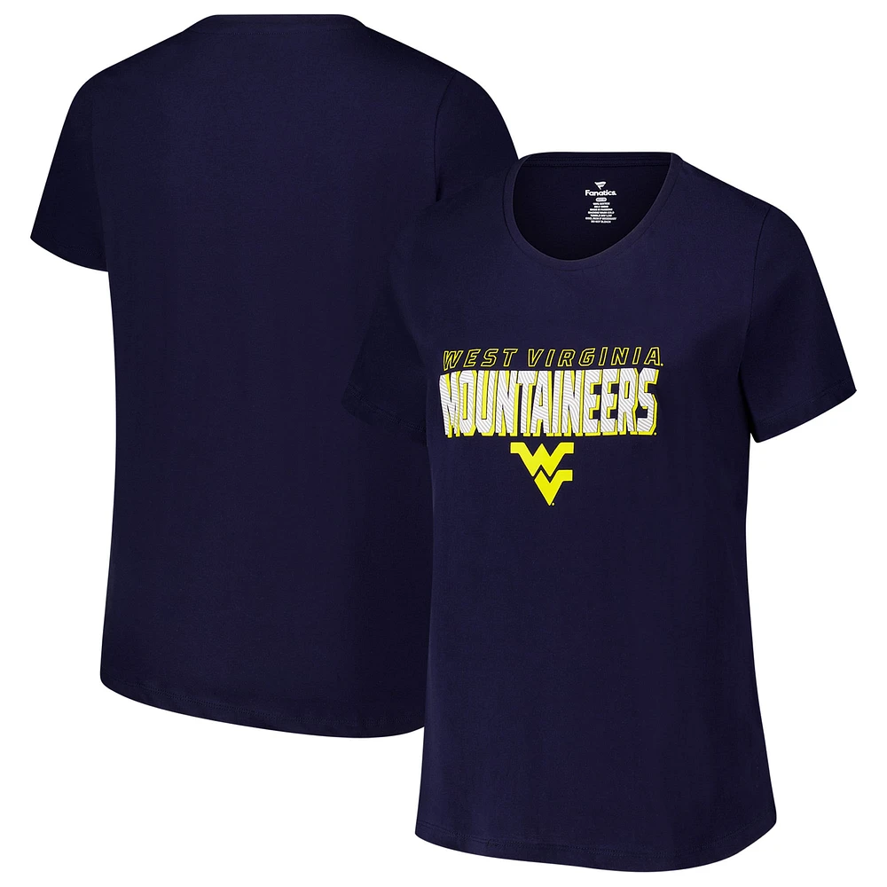 T-shirt à col rond mince taille plus pour femmes Fanatics Navy West Virginia Mountaineers