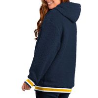 Women's G-III 4Her by Carl Banks Navy West Virginia Mountaineers Game Over Sherpa Pullover Hoodie