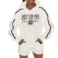 Women's Gameday Couture Cream West Virginia Mountaineers Down, Set, Go Pullover Hoodie and Shorts Set