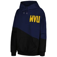 Sweat à capuche Gameday Couture pour femmes, marine/noir, West Virginia Mountaineers Matchmaker Diagonal Cowl