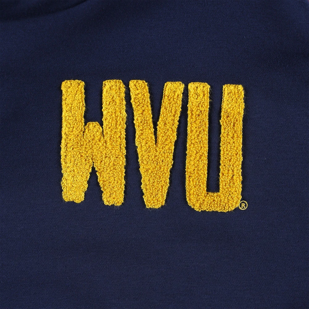 Sweat à capuche Gameday Couture pour femmes, marine/noir, West Virginia Mountaineers Matchmaker Diagonal Cowl