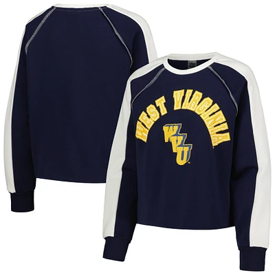 Sweat-shirt court Gameday Couture Navy West Virginia Mountaineers Blindside Raglan pour femme