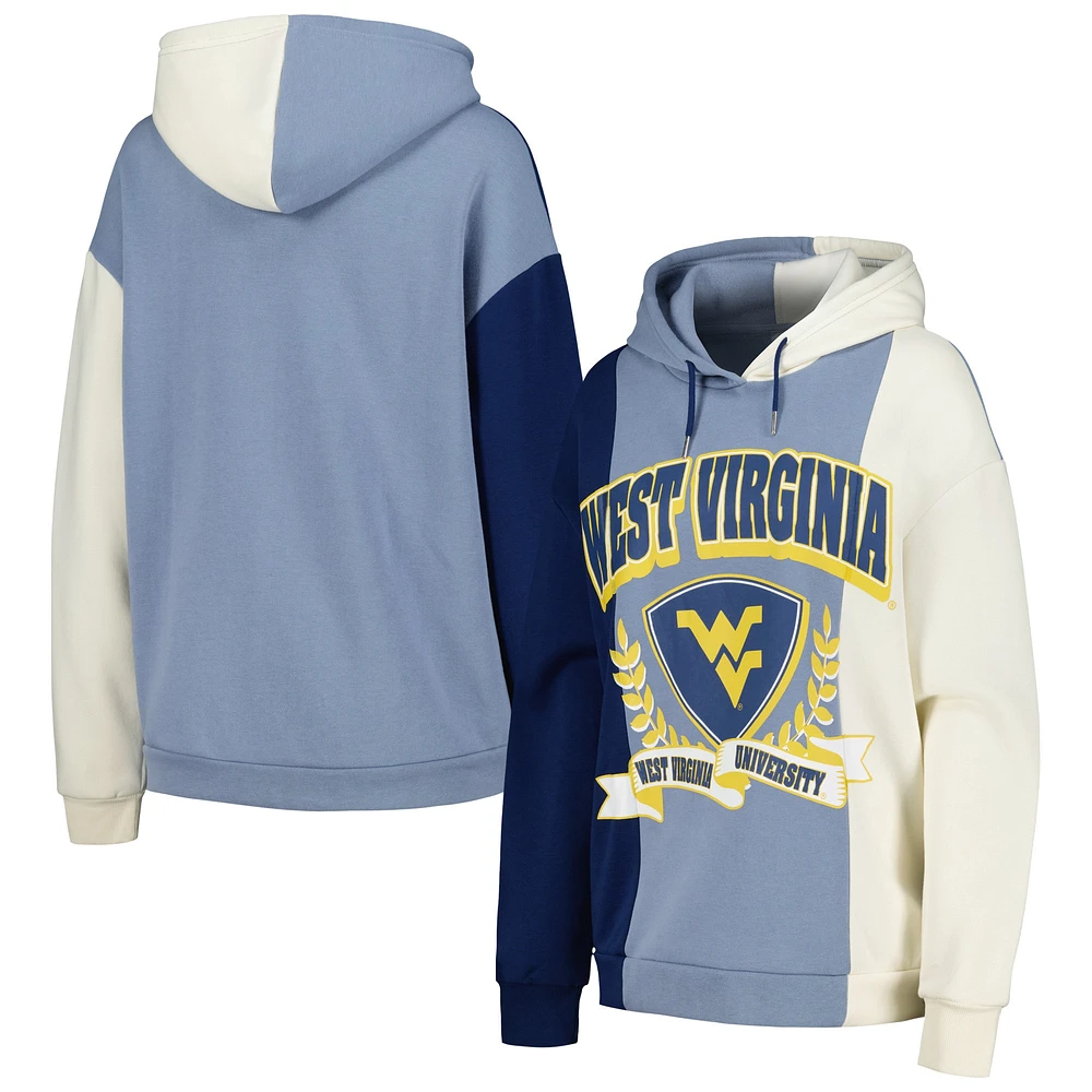 Women's Gameday Couture Navy West Virginia Mountaineers Hall of Fame Colorblock Pullover Hoodie