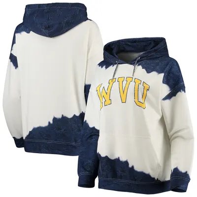 West Virginia Mountaineers Gameday Couture Women's For the Fun Double Dip-Dyed Pullover Hoodie - White/Navy