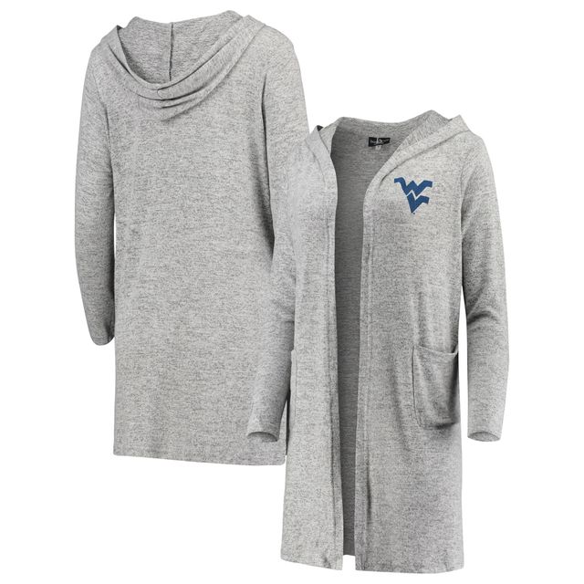 Cardigan à capuche gris chiné pour femme West Virginia Mountaineers Cuddle Soft Duster Tri-Blend