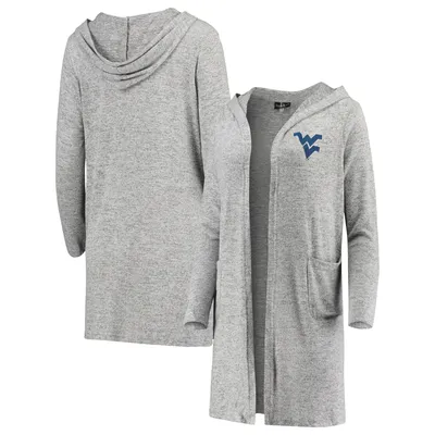 West Virginia Mountaineers Cuddle Soft Duster Tri-Blend Hooded Cardigan - Heathered Gray