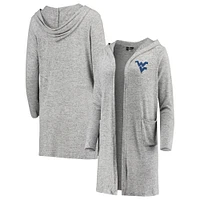 Women's Heathered Gray West Virginia Mountaineers Cuddle Soft Duster Tri-Blend Hooded Cardigan