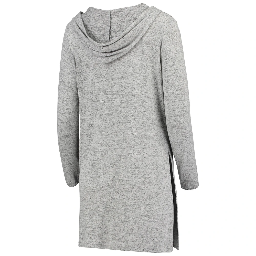 Women's Heathered Gray West Virginia Mountaineers Cuddle Soft Duster Tri-Blend Hooded Cardigan