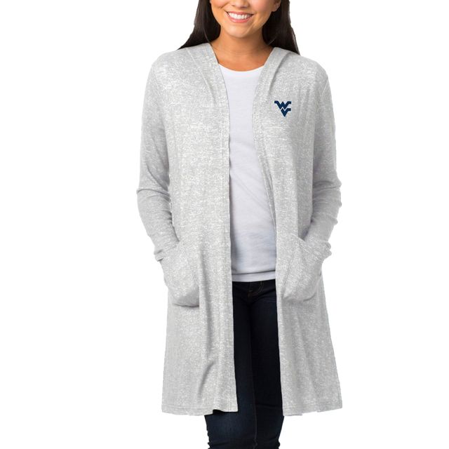 Cardigan à capuche gris chiné pour femme West Virginia Mountaineers Cuddle Soft Duster Tri-Blend