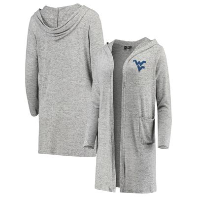 Women's Heathered Gray West Virginia Mountaineers Cuddle Soft Duster Tri-Blend Hooded Cardigan