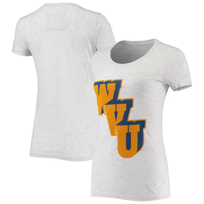 T-shirt à trois mélanges vintage pour femme Homefield Grey West Virginia Mountaineers Block Basketball Logo