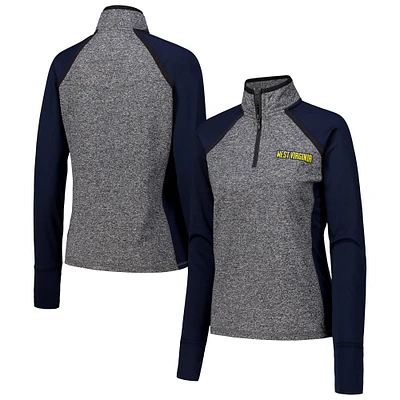 Veste à glissière quart de tour raglan bleu marine/gris chiné pour femme des West Virginia Mountaineers Finalist