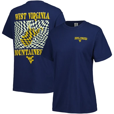 Women's Navy West Virginia Mountaineers Comfort Colors Checkered Mascot T-Shirt