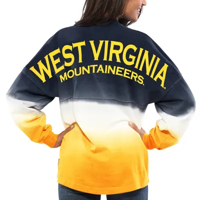 West Virginia Mountaineers Women's Ombre Long Sleeve Dip-Dyed Spirit Jersey - Navy