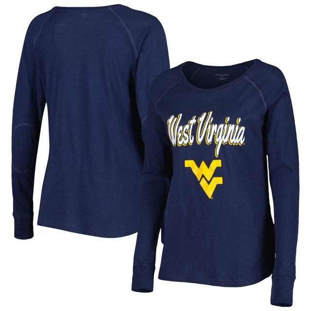 T-shirt à manches longues raglan flammé bleu marine West Virginia Mountaineers Payton pour femme