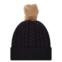 Bonnet en tricot à revers de luxe avec pompon pour femme New Era bleu marine West Virginia Mountaineers