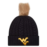 Women's New Era  Navy West Virginia Mountaineers Luxury Cuffed Knit Hat with Pom