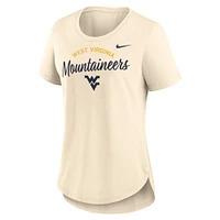 T-shirt Nike crème West Virginia Mountaineers Tri-Blend pour femme avec logo script