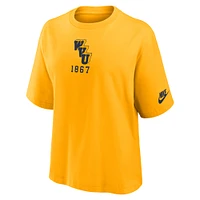 Women's Nike Gold West Virginia Mountaineers Boxy Legacy Established T-Shirt