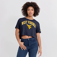 Women's Nike Navy West Virginia Mountaineers Power Pursuit Athletic Prep Arch Performance Cropped T-Shirt