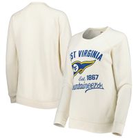 Women's Pressbox Cream West Virginia Mountaineers Old Standard Pennant Knobi Raglan Pullover Sweatshirt