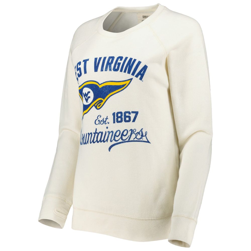 Women's Pressbox Cream West Virginia Mountaineers Old Standard Pennant Knobi Raglan Pullover Sweatshirt