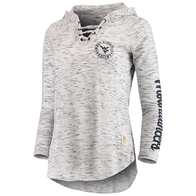 T-shirt à manches longues et lacets gris West Virginia Mountaineers pour femmes Pressbox