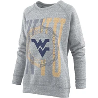 Women's Pressbox Heather Gray West Virginia Mountaineers Knobi Raglan Pullover Sweatshirt