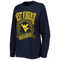 Women's Pressbox Navy West Virginia Mountaineers Big Country Laurels Long Sleeve T-Shirt